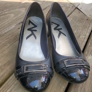 Anne Kline Sport women's black faux leather ballet wedge heels , size 11